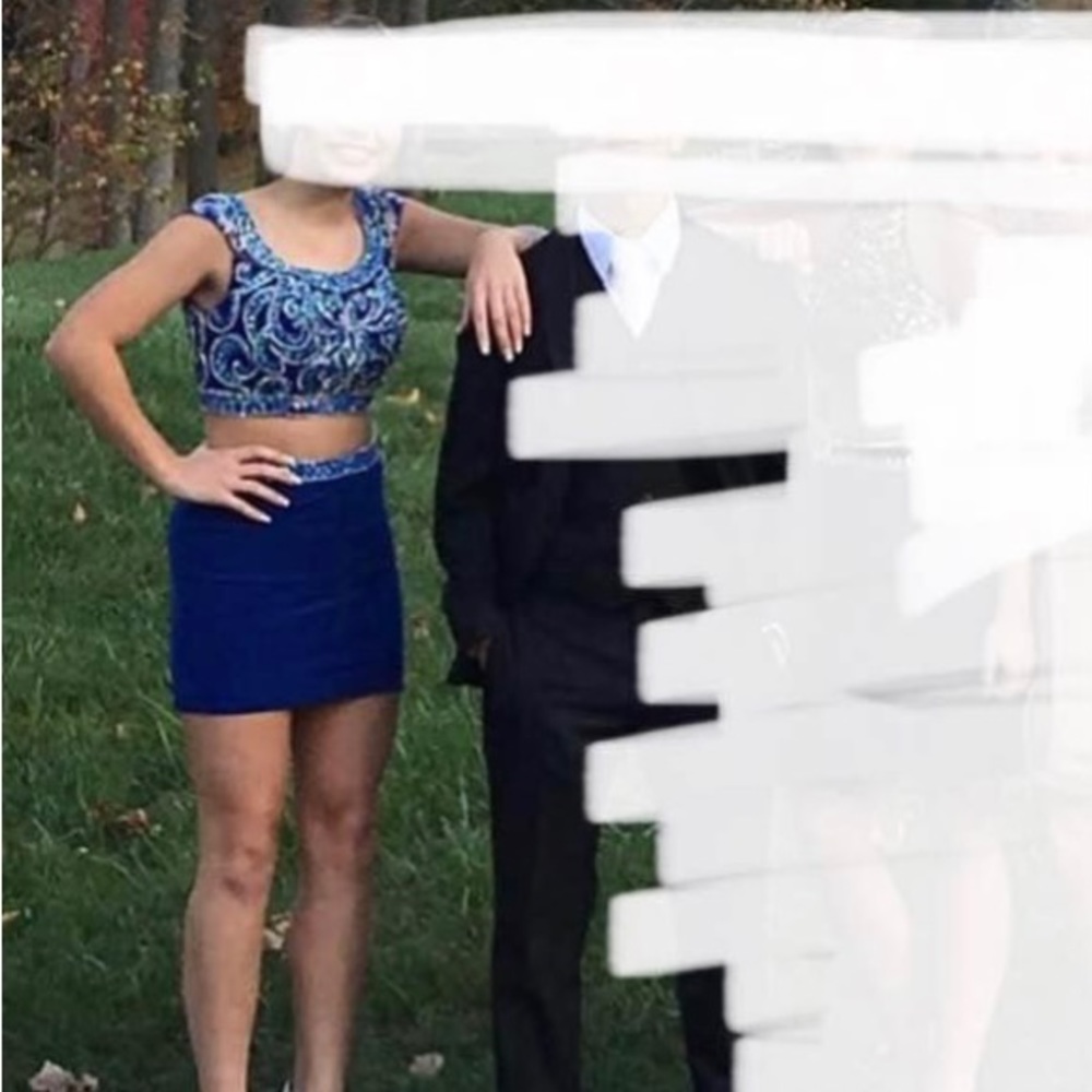 Blue two piece Homecoming Dress